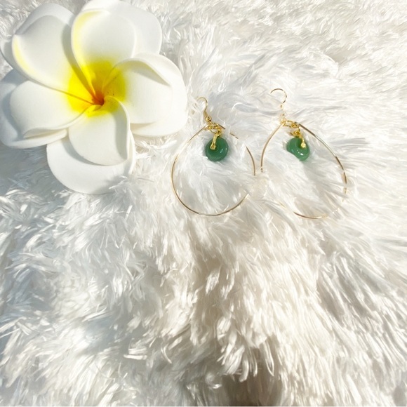 Hand Crafted Earrings Jade drop earrings tarnish resistant - Picture 2 of 2